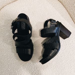 Topshop Black Strappy Snakeskins Heels